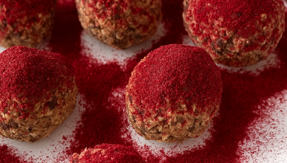 Beet Dusted Valentines Protein Balls