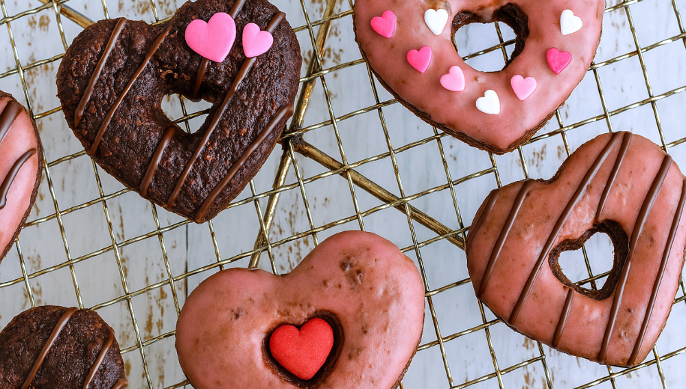 Choc Protein Donuts with Strawberry & Cream Frosting