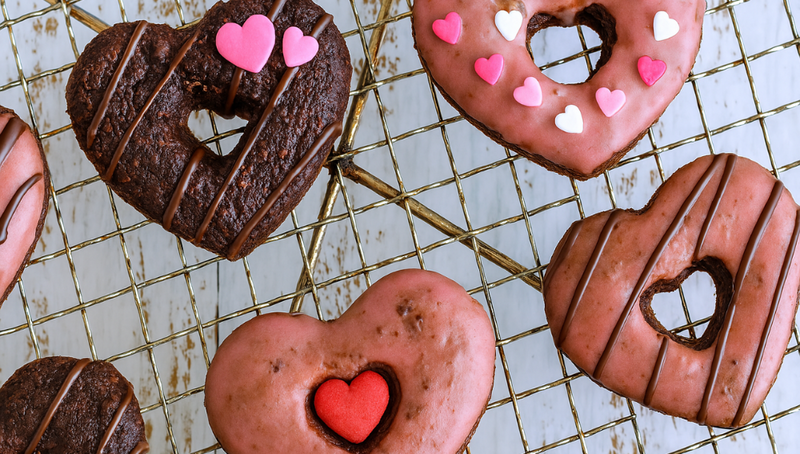 Choc Protein Donuts with Strawberry & Cream Frosting